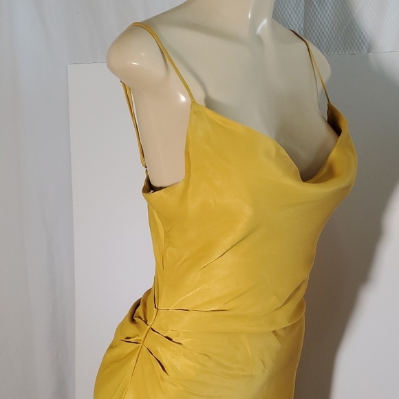 NWT Zara Midi Satin Effect Slip Dress Summer Mustard Yellow Gold Size M - Picture 7 of 15